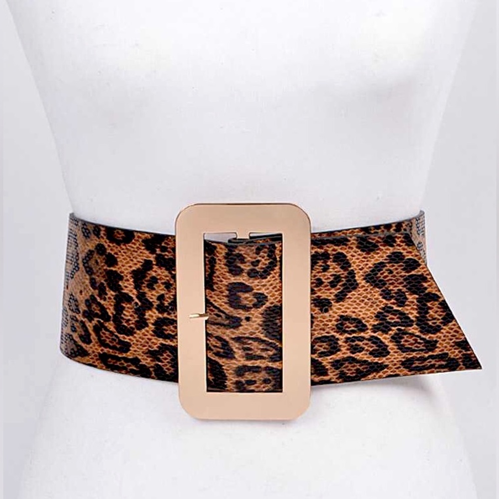 Leopard Vegan Leather Waist Statement Belt